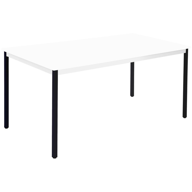 Table de réunion modulable rectangle - L.160 x P.80 cm - Plateau Blanc - Pieds Noir