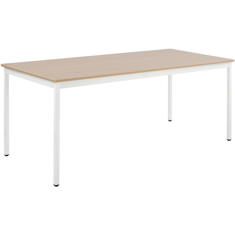 Table de réunion modulable rectangle - L.160 x P.80 cm - Plateau Chêne - Pieds Blanc