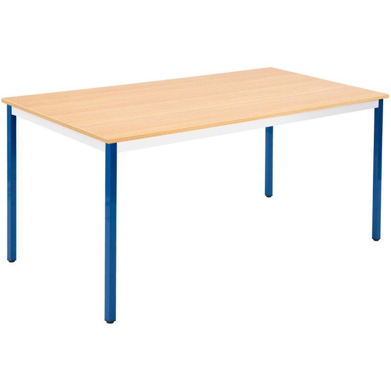 Table de réunion modulable rectangle - L.160 x P.80 cm - Plateau Chêne - Pieds Bleu
