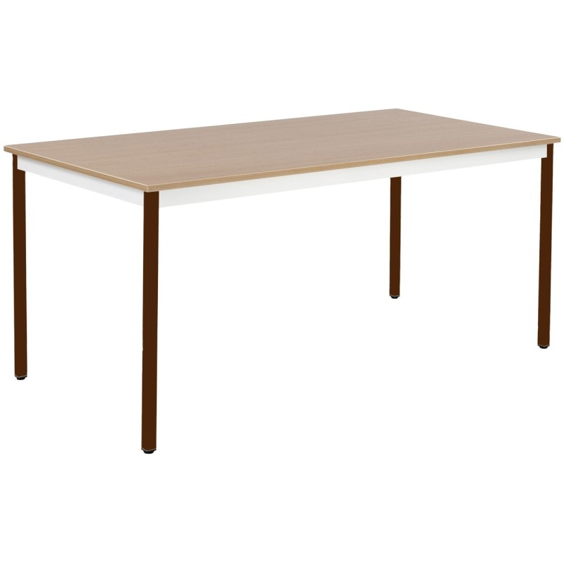 Table de réunion modulable rectangle - L.160 x P.80 cm - Plateau Chêne - Pieds Brun
