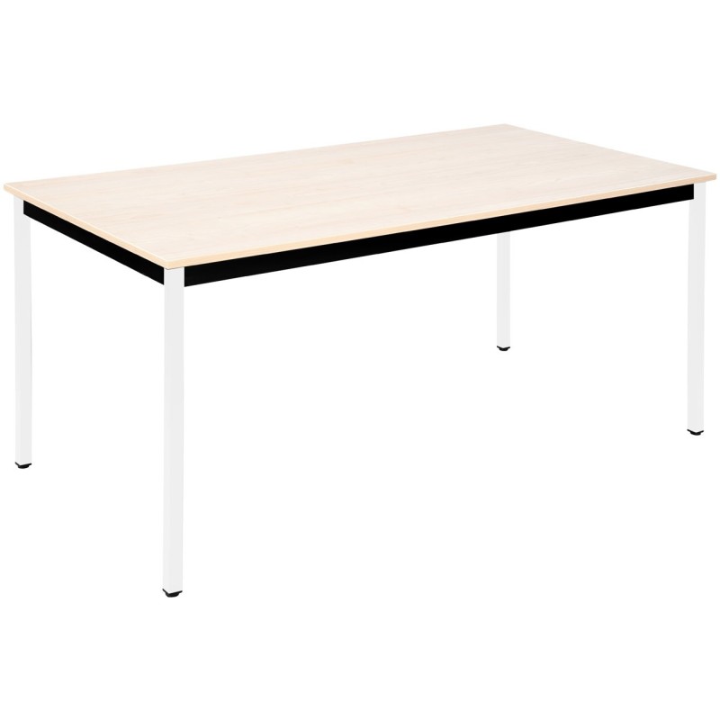 Table de réunion modulable rectangle - L.160 x P.80 cm - Plateau Erable - Pieds Blanc