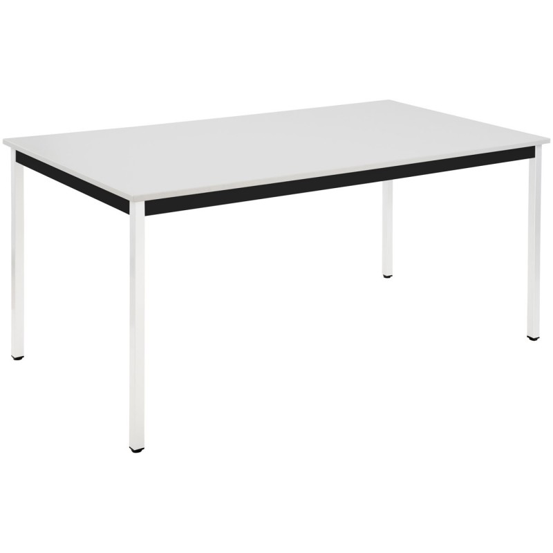 Table de réunion modulable rectangle - L.160 x P.80 cm - Plateau Gris - Pieds Blanc