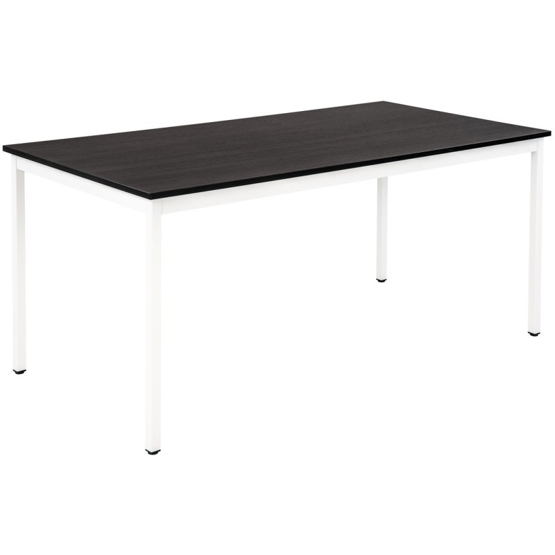Table de réunion modulable rectangle - L.160 x P.80 cm - Plateau Noir - Pieds Blanc