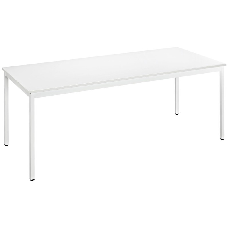 Table de réunion modulable rectangle - L.180 x P.80 cm - Plateau Blanc - Pieds Blanc