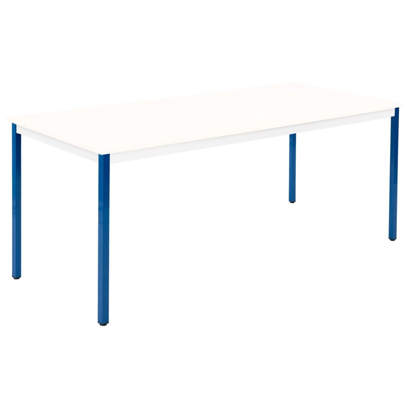 Table de réunion modulable rectangle - L.180 x P.80 cm - Plateau Blanc - Pieds Bleu