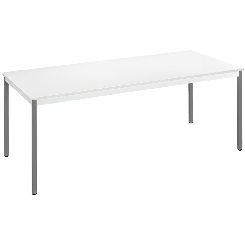 Table de réunion modulable rectangle - L.180 x P.80 cm - Plateau Blanc - Pieds Gris