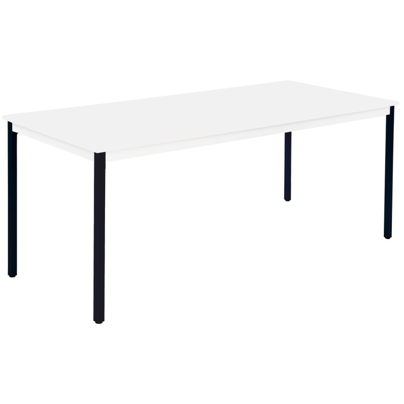 Table de réunion modulable rectangle - L.180 x P.80 cm - Plateau Blanc - Pieds Noir