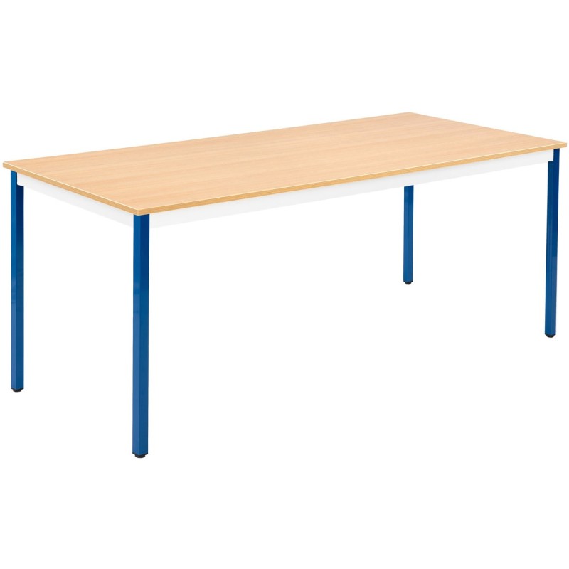 Table de réunion modulable rectangle - L.180 x P.80 cm - Plateau Chêne - Pieds Bleu
