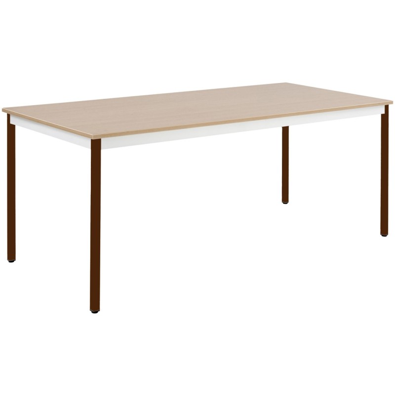 Table de réunion modulable rectangle - L.180 x P.80 cm - Plateau Chêne - Pieds Brun