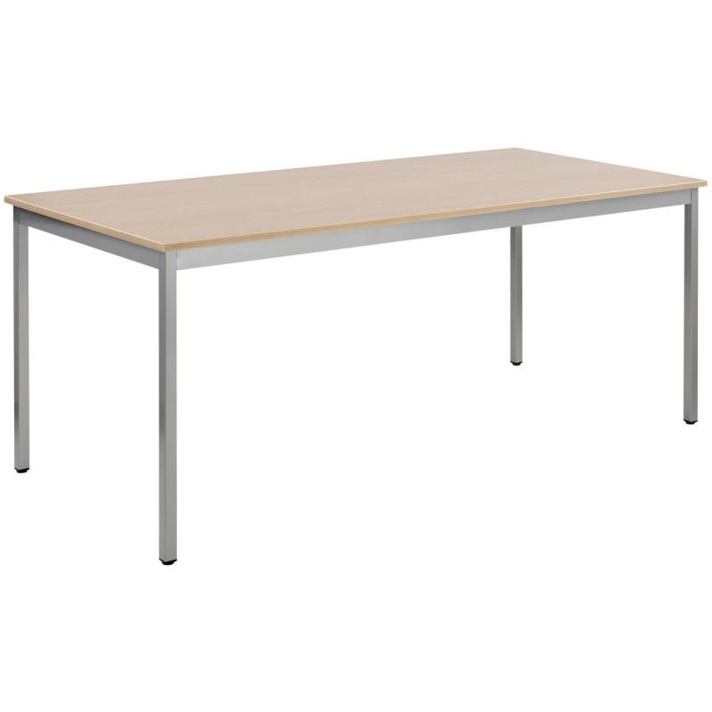 Table de réunion modulable rectangle - L.180 x P.80 cm - Plateau Chêne - Pieds Gris