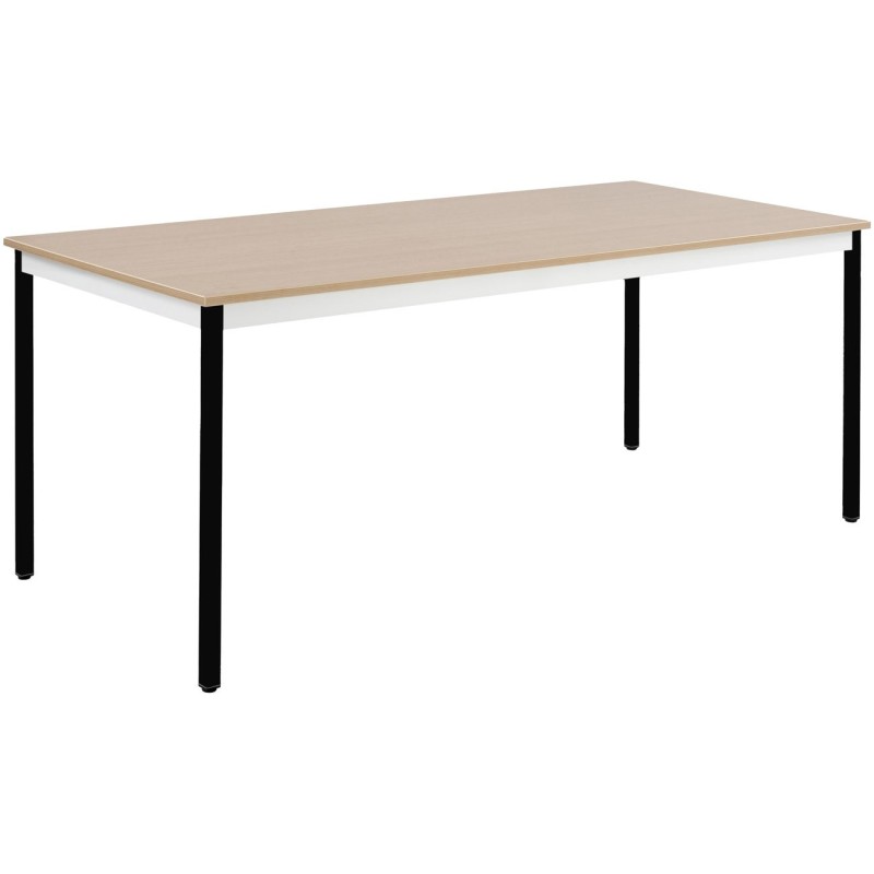 Table de réunion modulable rectangle - L.180 x P.80 cm - Plateau Chêne - Pieds Noir