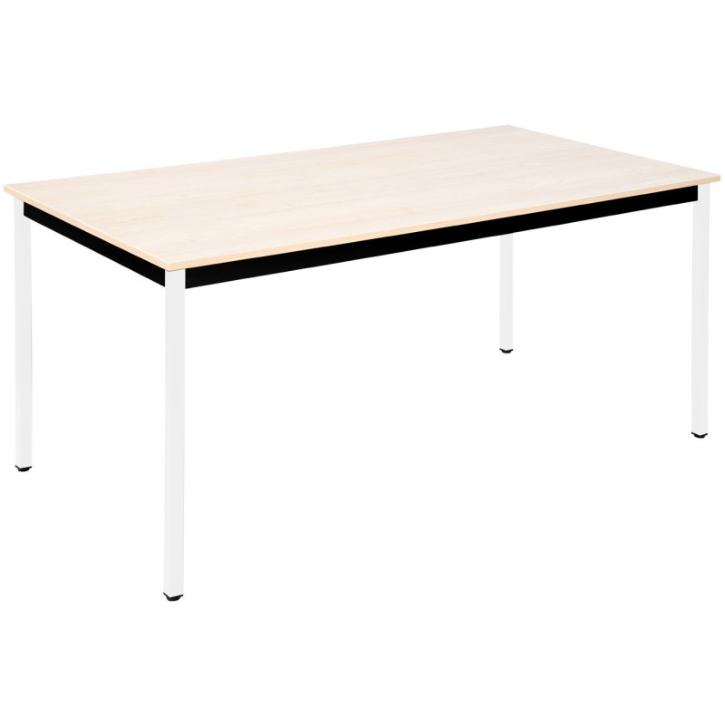 Table de réunion modulable rectangle - L.180 x P.80 cm - Plateau Erable - Pieds Blanc