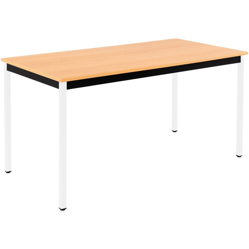 Table de réunion modulable rectangle - L.180 x P.80 cm - Plateau Hêtre - Pieds Blanc
