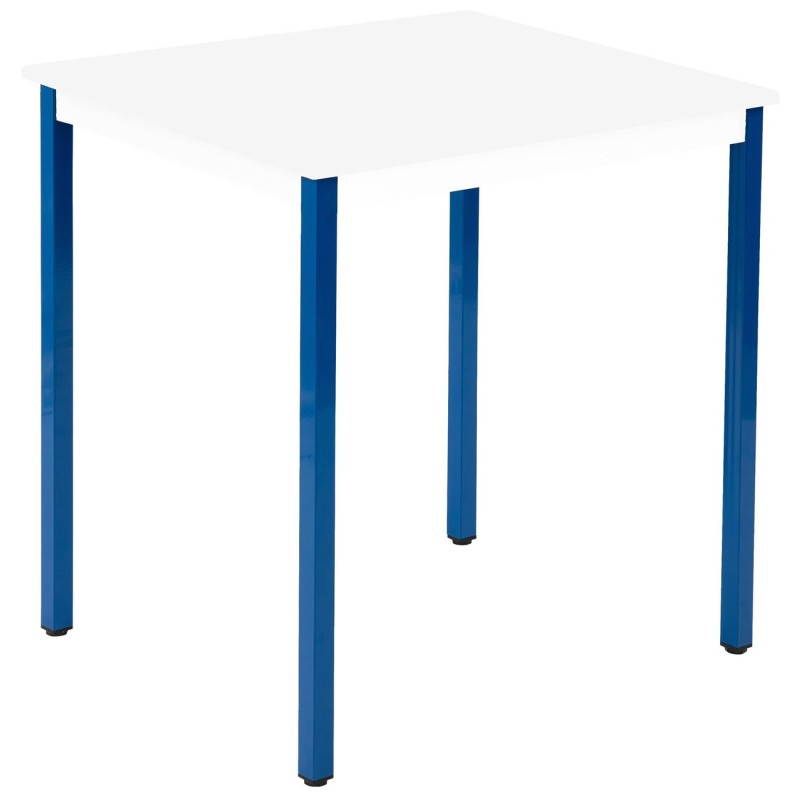 Table de réunion modulable rectangle - L.70 x P.60 cm - Plateau Blanc - Pieds Bleu