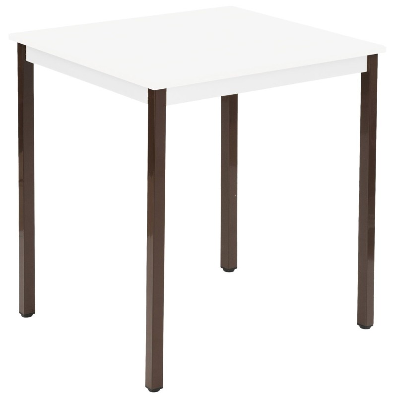 Table de réunion modulable rectangle - L.70 x P.60 cm - Plateau Blanc - Pieds Brun
