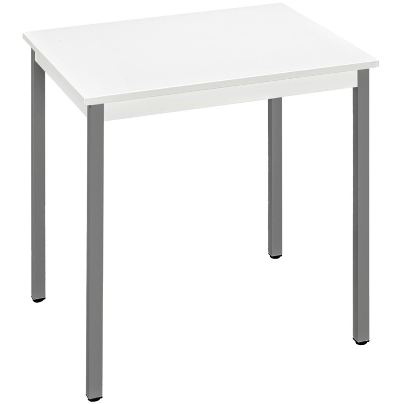 Table de réunion modulable rectangle - L.70 x P.60 cm - Plateau Blanc - Pieds Gris