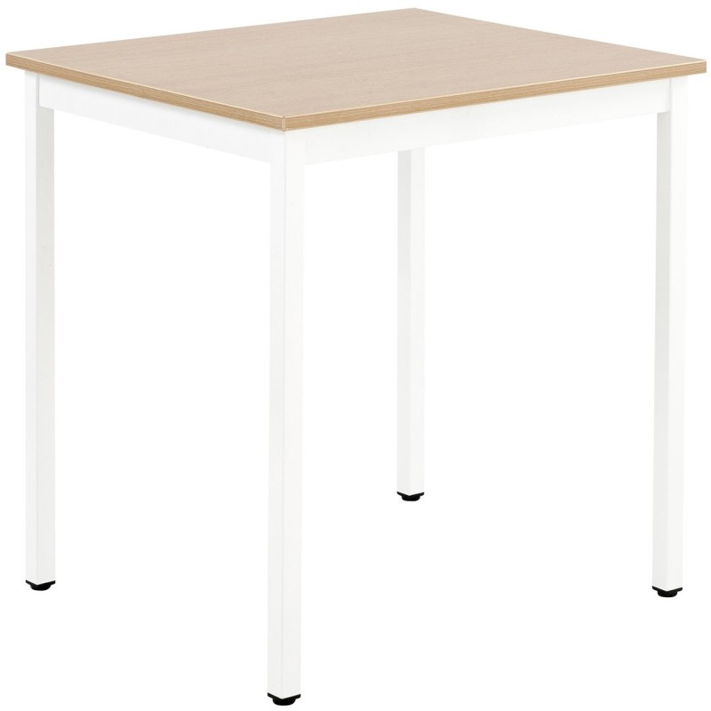 Table de réunion modulable rectangle - L.70 x P.60 cm - Plateau Chêne - Pieds Blanc