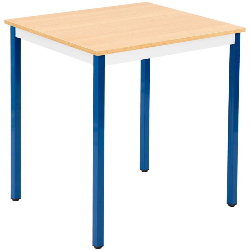 Table de réunion modulable rectangle - L.70 x P.60 cm - Plateau Chêne - Pieds Bleu