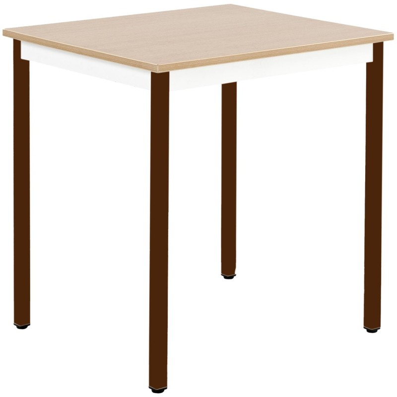 Table de réunion modulable rectangle - L.70 x P.60 cm - Plateau Chêne - Pieds Brun