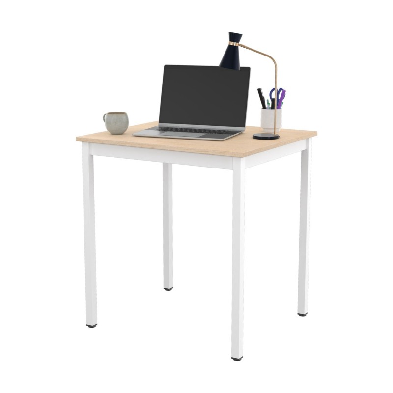 Table de réunion modulable rectangle - L.70 x P.60 cm - Plateau Erable - Pieds Blanc