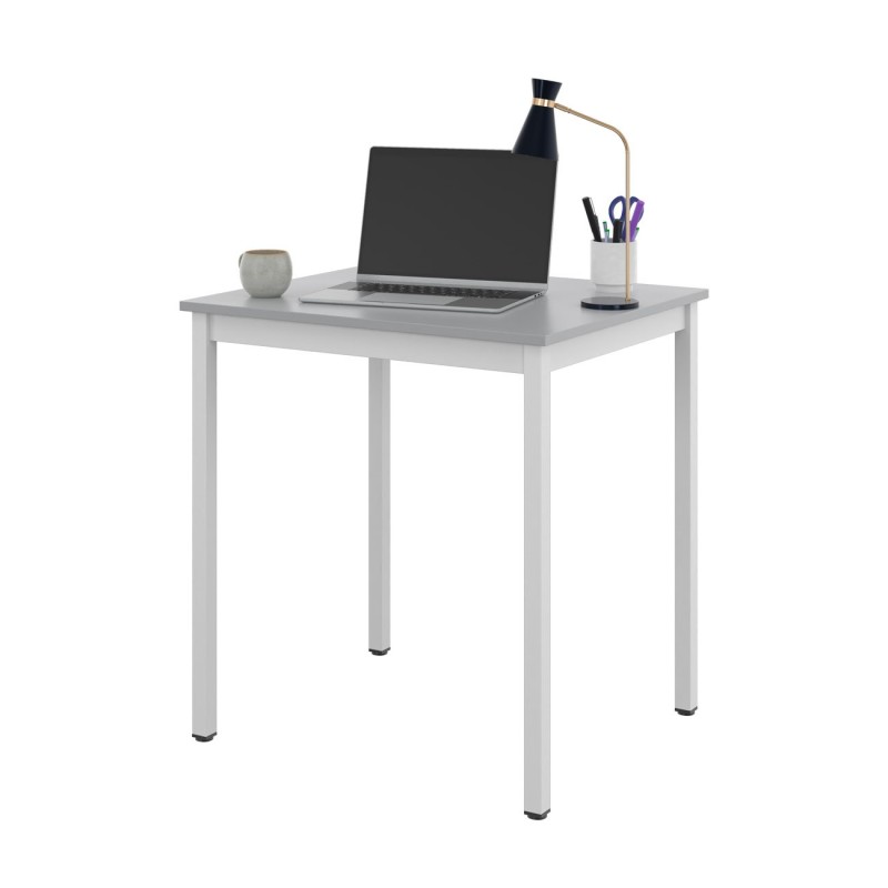 Table de réunion modulable rectangle - L.70 x P.60 cm - Plateau Gris - Pieds Blanc