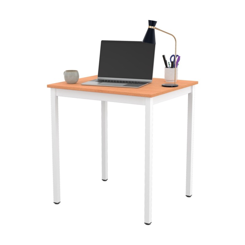 Table de réunion modulable rectangle - L.70 x P.60 cm - Plateau Hêtre - Pieds Blanc