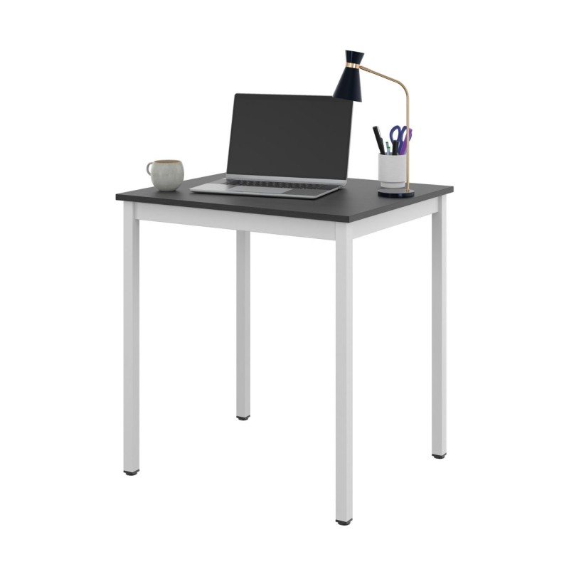 Table de réunion modulable rectangle - L.70 x P.60 cm - Plateau Noir - Pieds Blanc