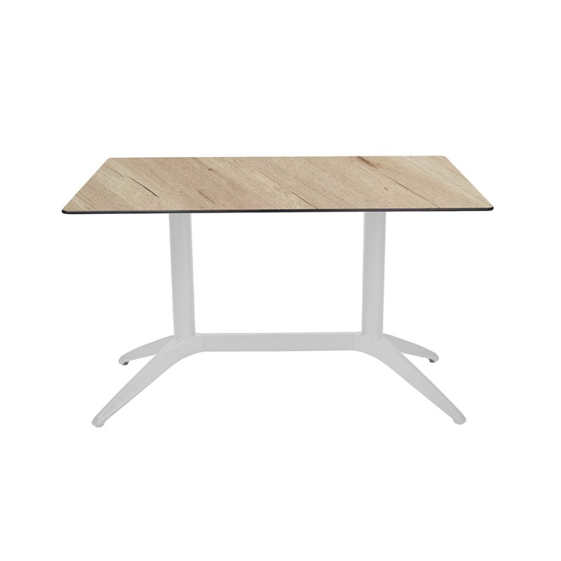 Table fixe Quatro Duo 120 x 80 cm Polypropylène usage extérieur - Plateau Chêne/piètement Blanc
