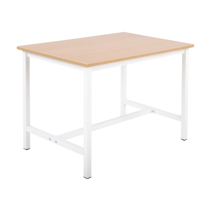 Table haute de travail Budget L.120 x P.80 cm - Hauteur réglable de 75 à 100 cm - Plateau Chêne - Pieds Blanc