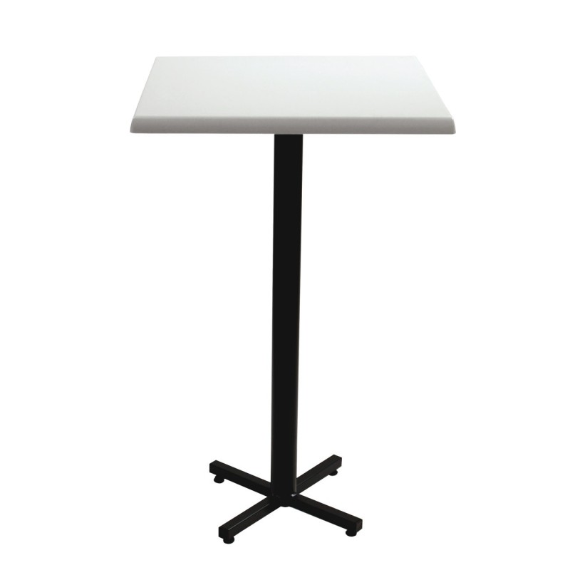 Table mange-debout Coffee carrée L.70 x P.70 x H.115 cm - Plateau Blanc – Pied central Noir