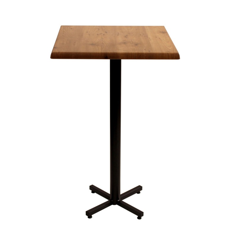 Table mange-debout Coffee carrée L.70 x P.70 x H.115 cm - Plateau Colorado – Pied central Noir
