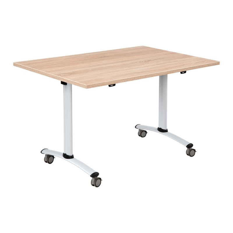 Table mobile rabattable - L.120 x P.80 cm - Plateau Chêne canadien - Pieds Aluminium