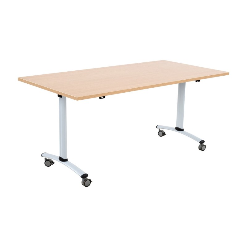 Table mobile rabattable - L.140 x P.80 cm - Plateau Chêne - Pieds Aluminium
