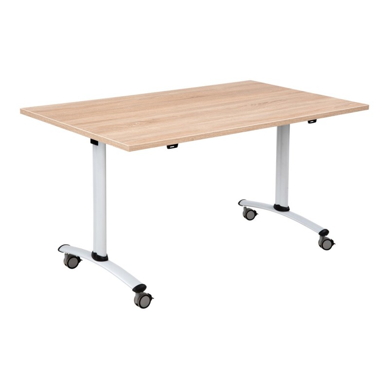 Table mobile rabattable - L.140 x P.80 cm - Plateau Chêne canadien - Pieds Aluminium