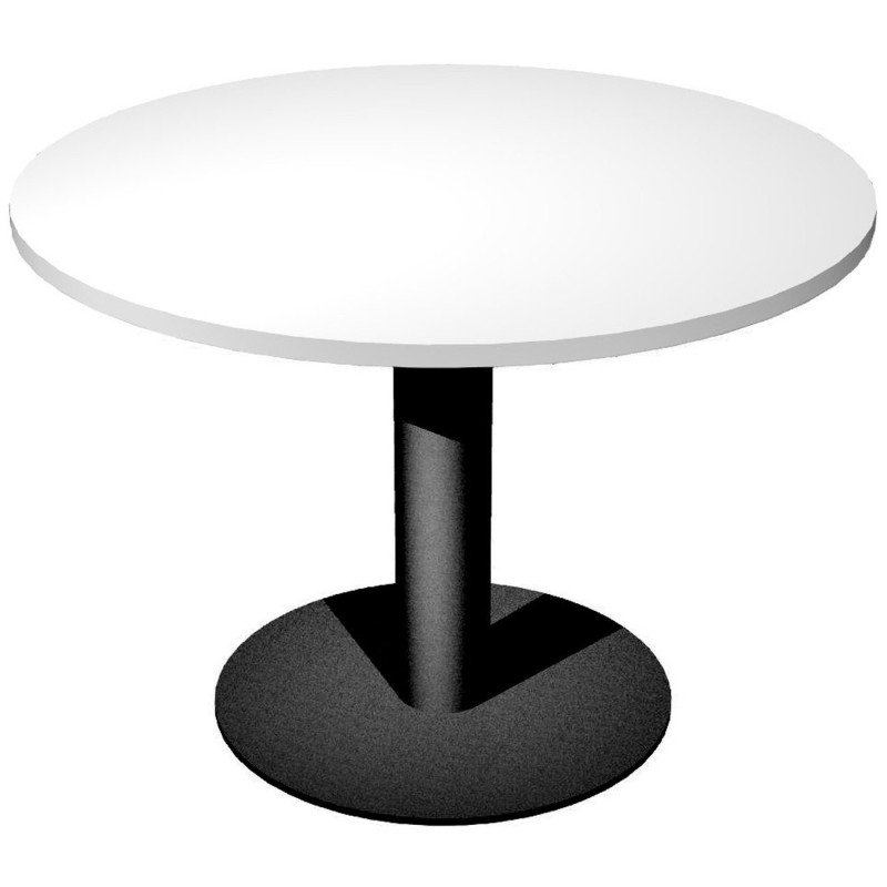 Table ronde de réunion Eminence - Ø 100 cm - Plateau Blanc - Pied Noir
