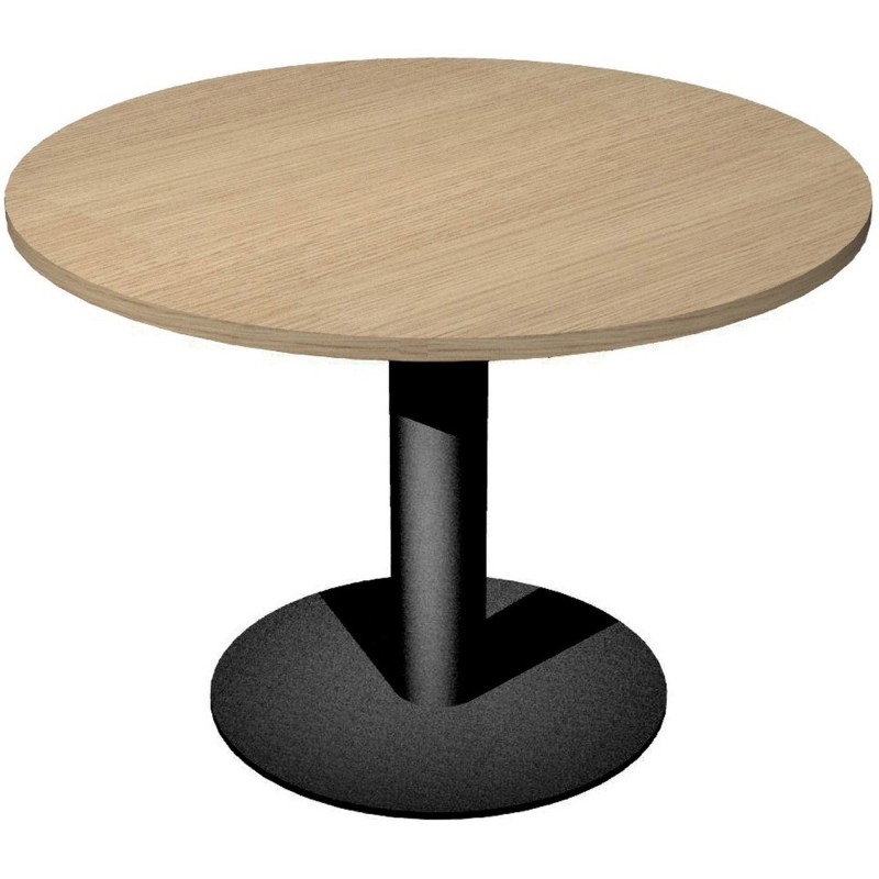 Table ronde de réunion Eminence - Ø 100 cm - Plateau Chêne - Pied Noir