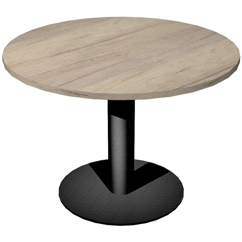 Table ronde de réunion Eminence - Ø 100 cm - Plateau Chêne canadien - Pied Noir