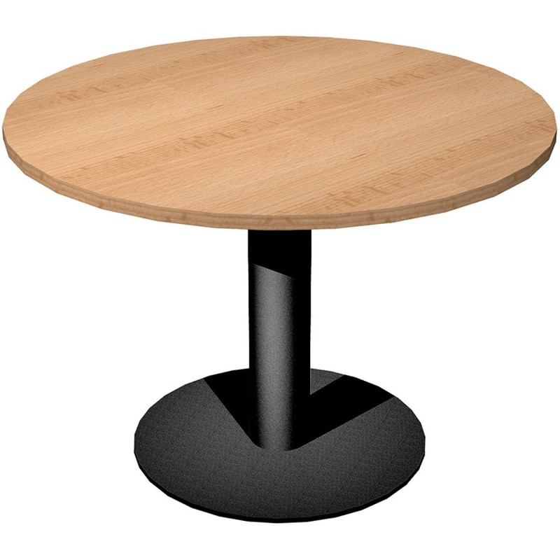 Table ronde de réunion Eminence - Ø 100 cm - Plateau Hêtre - Pied Noir