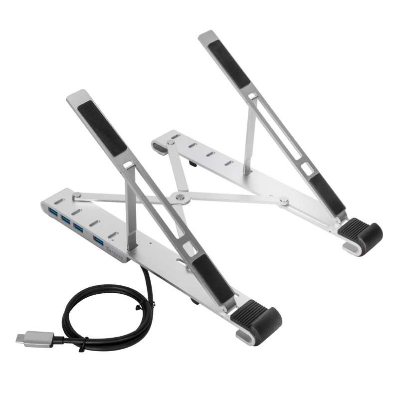 Targus Support pour ordinateur portable avec concentrateur USB 4 ports - Argent