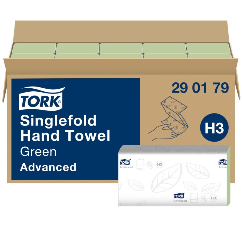 Tork Essuie-mains en papier H3 Advanced - 2 plis en V - 290179 - Carton de 15 paquets