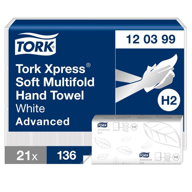 Tork Essuie-mains pliés Xpress Advanced soft - Gaufré - 2856 feuilles