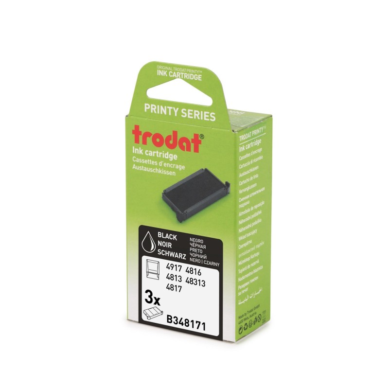 Trodat Cassettes d'encre de rechange pour tampons Printy 4817 - Pack de 3 cassettes noires