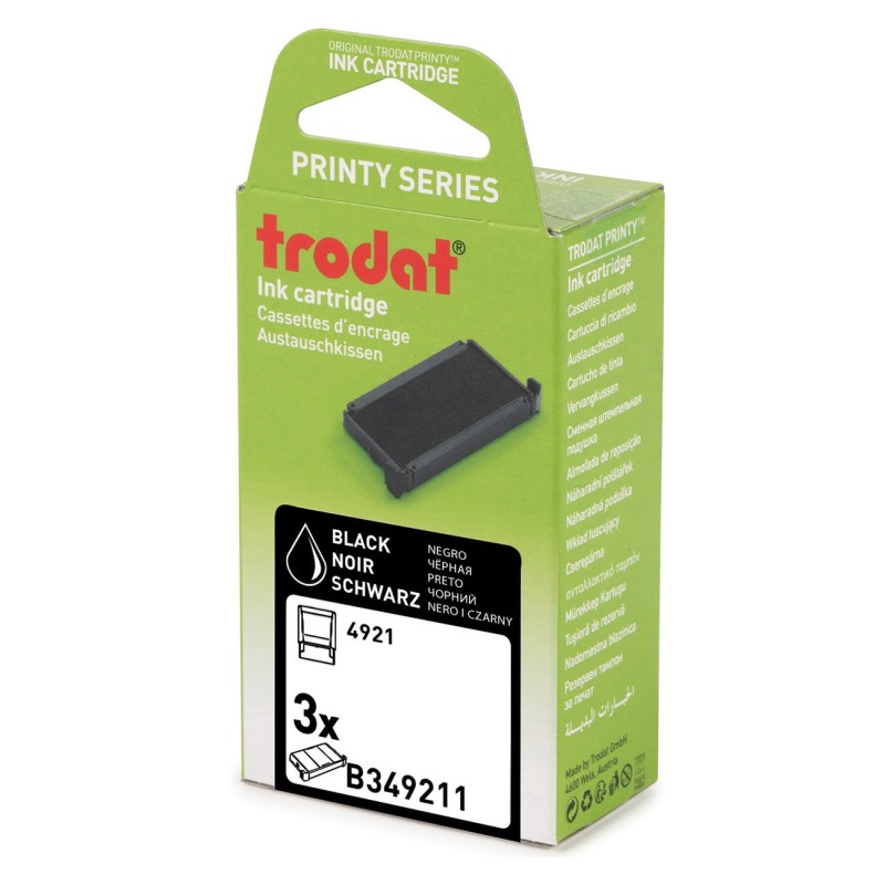 Trodat Cassettes d'encre de rechange pour tampons Printy 4921 - Pack de 3 cassettes noires
