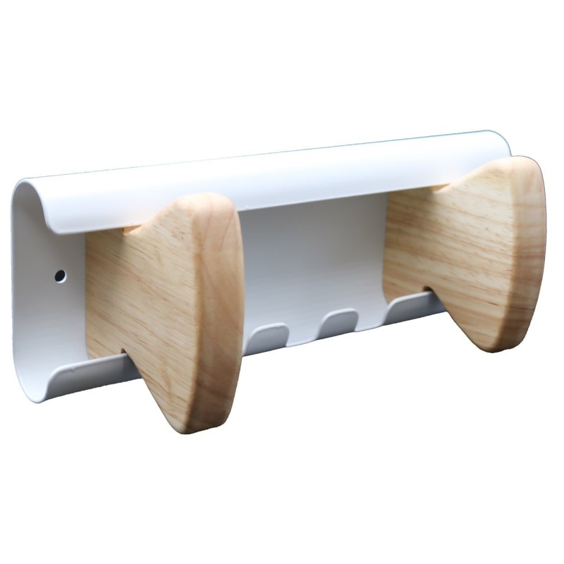 Unilux Patères Vaiina 2 accroches - Blanc et bois