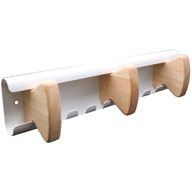 Unilux Patères Vaiina 3 accroches - Blanc et bois