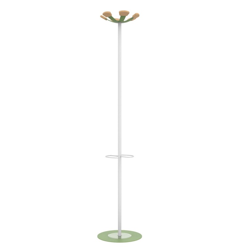 Unilux Portemanteau Vaiina 6 patères - Vert et bois