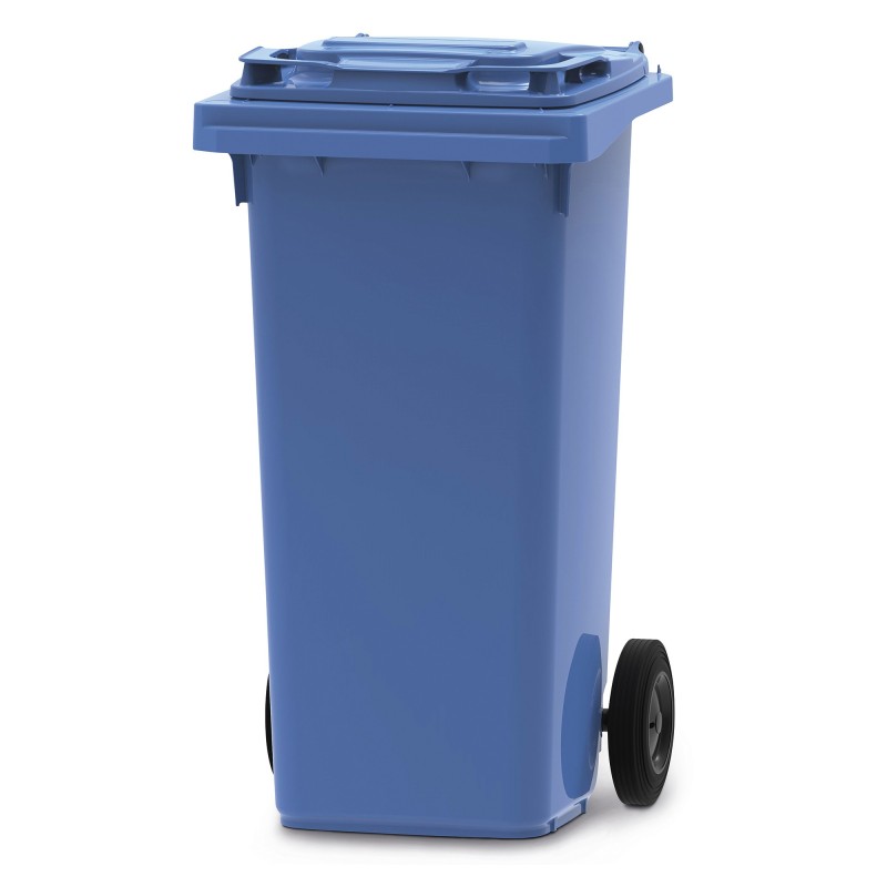 Vepa Bins Conteneur poubelle mobile 2 roues - 120 litres prise frontale - Bleu