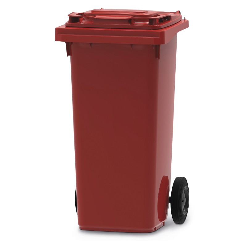 Vepa Bins Conteneur poubelle mobile 2 roues - 120 litres prise frontale - Rouge