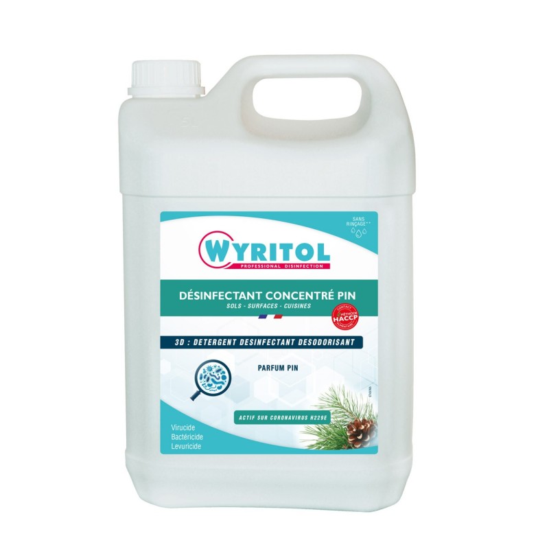 Wyritol Nettoyant désinfectant multi-usages 3D concentré, parfum pin - Bidon 5L