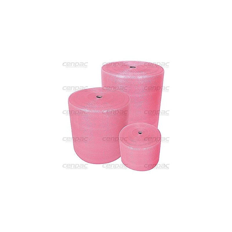 Film bulle rose antistatique 50 cm x 50 m : 25 m² - colis de 3 rouleaux - colis de 3 rouleaux